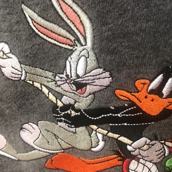 Warner Bros Looney Tunes Embroidered Hooded M/L Sweatshirt - Picture 3 of 8